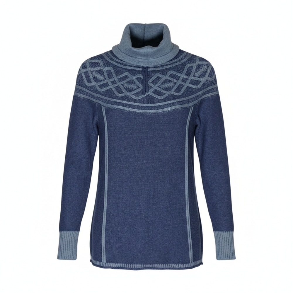 Eddie Bauer Fair Isle Pullover Sweater Women's Sz XS Blue Cowl Neck Winter Cozy